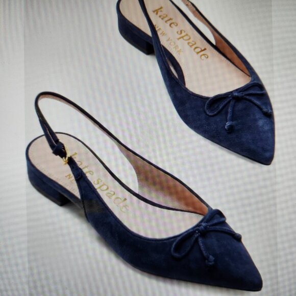 Kate Spade "Veronica" Flats. Captain Navy. Suede. NIB. Size 10 - Picture 1 of 14